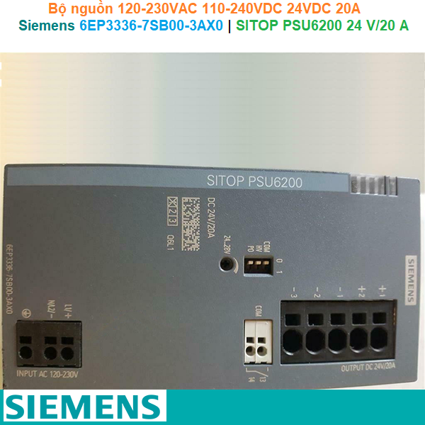 Siemens 6EP3336-7SB00-3AX0 | SITOP PSU6200 24 V/20 A -Bộ nguồn 120-230VAC 110-240VDC 24VDC 20A