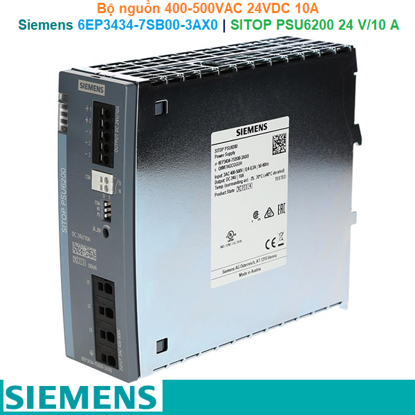 Siemens 6EP3434-7SB00-3AX0 | SITOP PSU6200 24 V/10 A -Bộ nguồn 400-500VAC 24VDC 10A