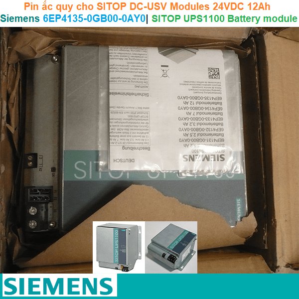 Siemens 6EP4135-0GB00-0AY0 | SITOP UPS1100 Battery module -Pin ắc quy cho SITOP DC-USV Modules 24VDC 12Ah
