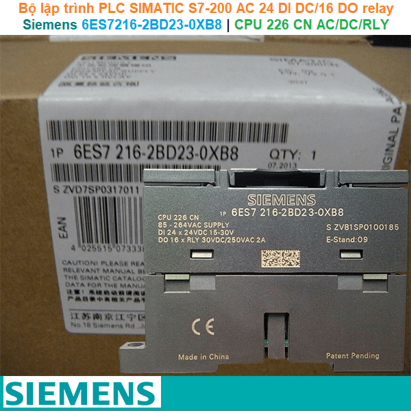 Siemens 6ES7216-2BD23-0XB8 | CPU 226 CN AC/DC/RLY -Bộ lập trình PLC SIMATIC S7-200 AC 24 DI DC/16 DO relay