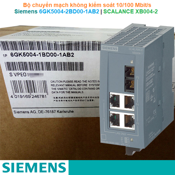 Siemens 6GK5004-2BD00-1AB2 | SCALANCE XB004-2 unmanaged Industrial Ethernet Switch 10/100 Mbit/s -Bộ chuyển mạch 4RJ45 2FOC