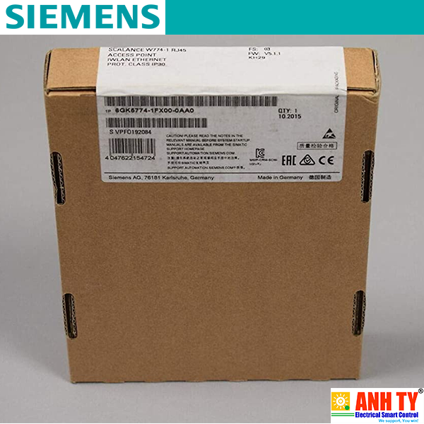 Siemens 6GK5774-1FX00-0AA0 | IWLAN Access Point SCALANCE W774-1 RJ45 -Điểm truy cập 1xradio 2xR-SMA KEY-PLUG IEEE 802.11a/b/g/h/n 2.4/5GHz 2x RJ45 100 Mbit/s 2-port PoE switch 24VDC WPA2/802.11i/e MSN-W1-RJ-E2