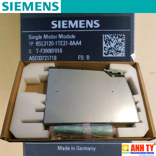 Siemens 6SL3120-1TE23-0AC0 | SINAMICS S120 Single motor module -Mô-đun động cơ đơn DC 600V 3AC 400V 30A Booksize loai-C Làm mát bằng không khí bên trong Cáp Drive-CLIQ
