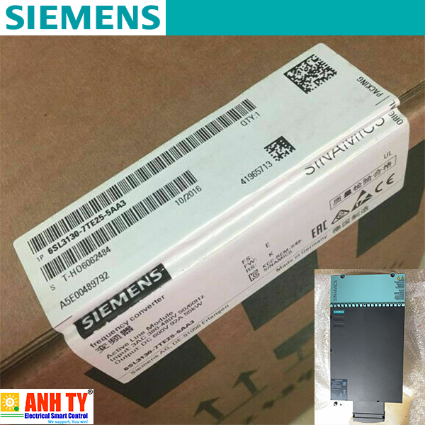 Siemens 6SL3130-6TE25-5AA3 | SINAMICS S120 Smart line module -Mô-đun smart line 3AC 380-480V 50/60HZ DC 600V 90A 55KW Booksize Làm mát bằng không khí Cáp Drive-CLIQ
