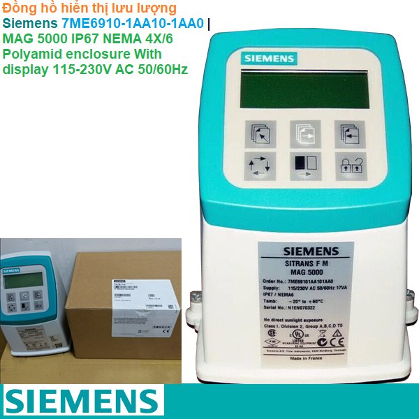 Siemens 7ME6910-1AA10-1AA0 | Đồng hồ hiển thị lưu lượng MAG 5000 IP67 NEMA 4X/6 Polyamid enclosure With display 115-230V AC 50/60Hz