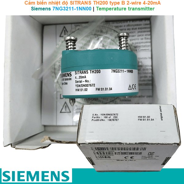 Siemens 7NG3211-1NN00 | Temperature transmitter -Bộ chuyển phát tín hiệu nhiệt độ SITRANS TH200 type B 2-wire 4-20mA Programmable có cách ly điện
