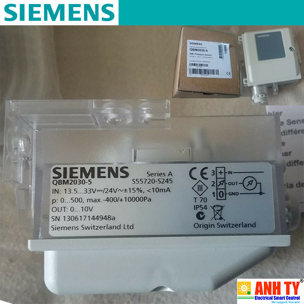 Siemens QBM2030-5 | Differential pressure sensor -Cảm biến chênh lệch áp suất không khí 0-200Pa 0-250Pa 0-500Pa