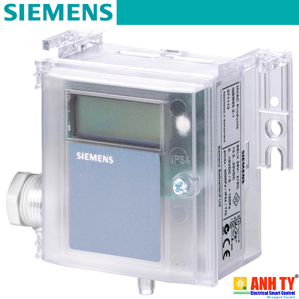 Siemens QBM3120-5D | Air duct differential pressure sensor with display -Cảm biến chênh lệch áp suất không khí Màn hình LCD 0-500Pa 4-20mA IP54 8-33VDC