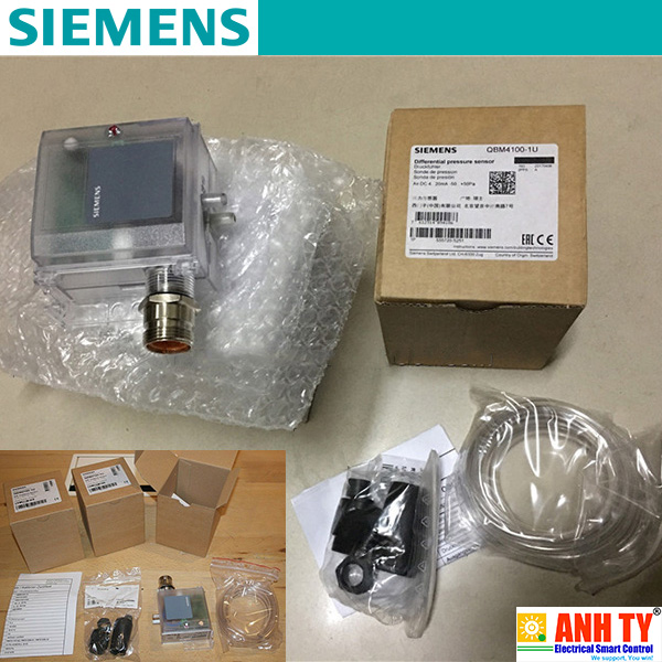 Siemens QBM4100-1U | Air duct differential pressure sensor -Cảm biến chênh lệch áp suất ống dẫn khí -50-50Pa 4-20mA Chứng nhận hiệu chỉnh