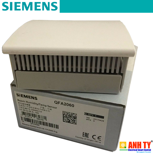 Siemens QFA2060 | Room Humidity and Temperature sensor -Cảm biến Nhiệt độ-Độ ẩm phòng 0-95%-RH 0-50°C -35-35°C -40-70°C DC 0-10V