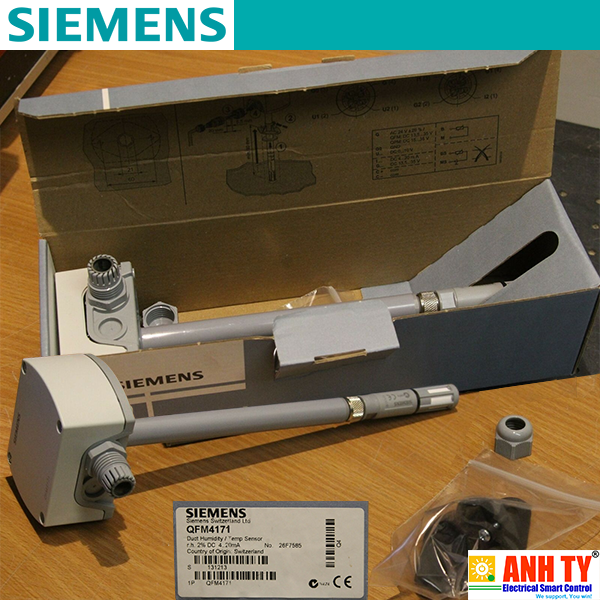 Siemens QFM4171 | Duct sensor for humidity and temperature -Cảm biến độ ẩm và nhiệt độ ống dẫn 4-20mA có chứng nhận hiệu chuẩn