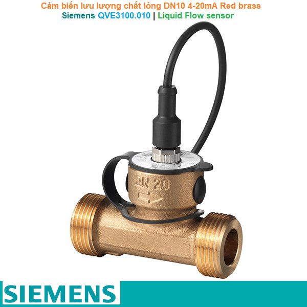 Siemens QVE3100.010 | Liquid Flow sensor -Cảm biến lưu lượng chất lỏng DN10 4-20mA Red brass