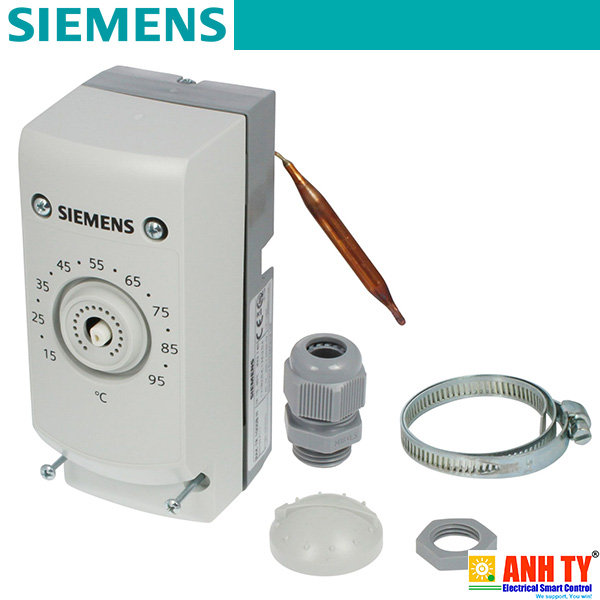 Siemens RAK-TR.1000S-H | Thermal reset limit thermostat -Bộ điều khiển nhiệt độ tòa nhà 15-95°C Ống mao dẫn 700mm Đai kẹp