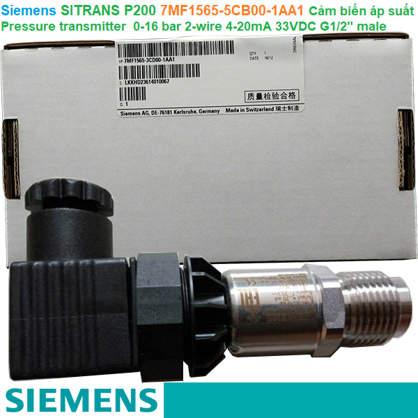 Siemens SITRANS P200 7MF1565-5CB00-1AA1 - Cảm biến áp suất Pressure transmitter 0-16 bar 2-wire 4-20mA 33VDC G1/2" male