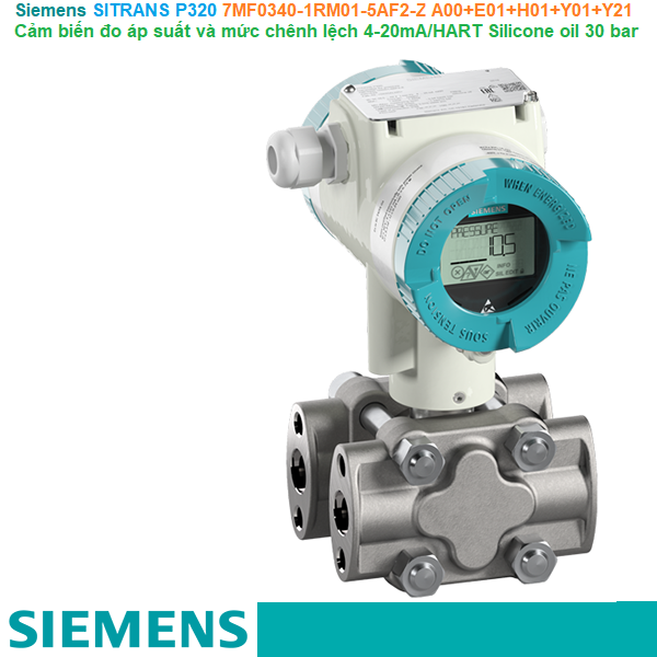 Siemens SITRANS P320 7MF0340-1RM01-5AF2-Z A00+E01+H01+Y01+Y21 - Cảm biến đo áp suất và mức chênh lệch 4-20mA/HART Silicone oil 30 bar