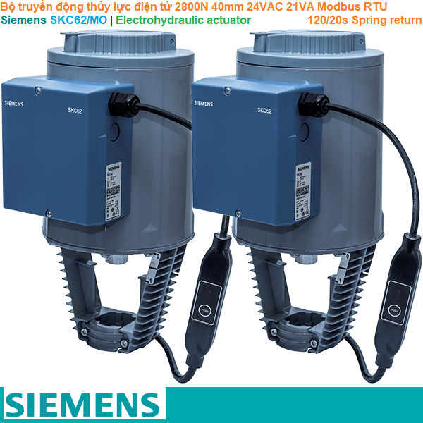 Siemens SKC62/MO | Electrohydraulic actuator -Bộ truyền động thủy lực điện tử 2800N 40mm 24VAC 21VA Modbus RTU 120/20s Spring return