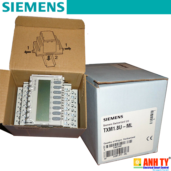 Siemens TXM1.8U-ML | 8 Universal I/O Module -Mô-đun 8 ngõ Vào-Ra đa năng DI AI AO Ghi đè LCD Đèn báo