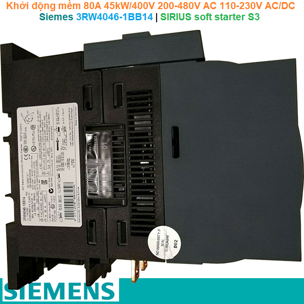 Siemes 3RW4046-1BB14 | Khởi động mềm SIRIUS soft starter S3 80A 45kW/400V 200-480V AC 110-230V AC/DC Screw terminals