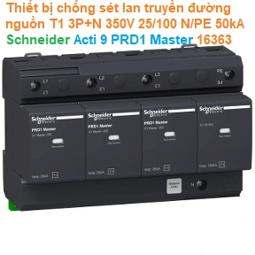 Chống sét Schneider 16363 | Acti 9 PRD1 3P+N 350V | T1 3P+N 350V 25/100 N/PE 50kA