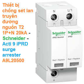 Thiết bị chống sét lan truyền đường nguồn T2 1P+N 20kA -Schneider - Acti 9 iPRD surge arrester A9L20500