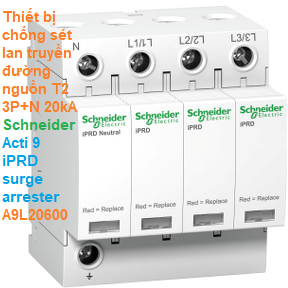 Thiết bị chống sét lan truyền đường nguồn T2 3P+N 20kA -Schneider - Acti 9 iPRD surge arrester A9L20600