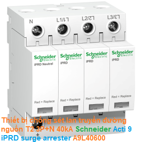Thiết bị chống sét lan truyền đường nguồn T2 3P+N 40kA -Schneider - Acti 9 iPRD surge arrester A9L40600