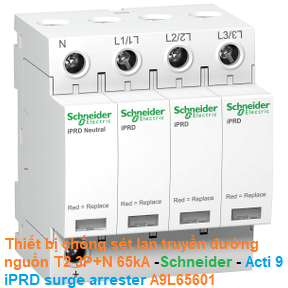 Thiết bị chống sét lan truyền đường nguồn T2 3P+N 65kA -Schneider - Acti 9 iPRD surge arrester A9L65601