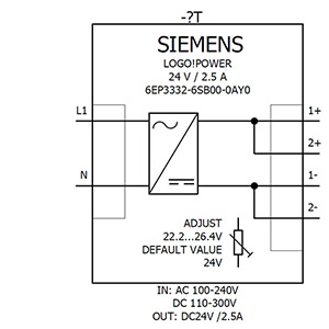 Bộ nguồn 24vDC 2.5A 1P 100-240vAC - Siemens - LOGO!POWER 24 V / 2.5 A - 6EP3332-6SB00-0AY0