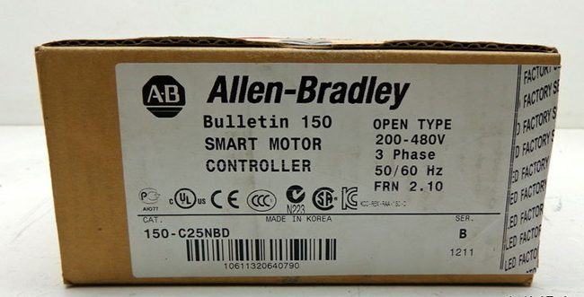 150-C25NBD Allen-Bradley SMC-3 Smart Motor Controller Khởi động mềm 3-wire open type 25A, 480V 3-Phase 50/60Hz max. coltrol voltage 100-240VAC