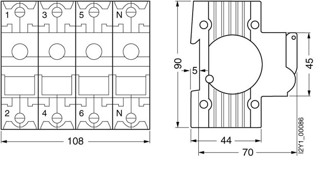 Bản vẽ kỹ thuật Cầu dao cách ly có cầu chì 3P+N 63A 400vAC - Siemens - Switch disconnector with Fuse 5SG7163