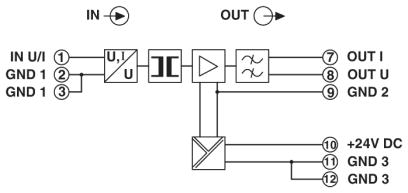 Circuit diagram Bộ chống nhiễu tín hiệu đo lường và điều khiển - Phoenix Contact - Signal conditioner - MCR-C-UI-UI-DCI - 2810913