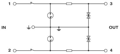 Circuit diagram Chống sét lan truyền đường tín hiệu đo lường và điều khiển - Phoenix Contact - Surge protection device - TT-2/2-M-24DC - 2920722
