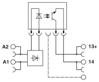 Circuit diagram Relay module PLC-OPT 1NO 24VDC 3A - Phoenix Contact - PLC-OPT- 24DC/ 24DC/2 - 2900364