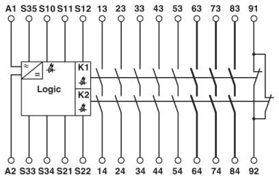 Circuit diagram Role bảo vệ - Phoenix Contact - Safety relays - PSR-SCP- 24UC/ESAM4/8X1/1X2 - 2963912