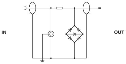 Circuit diagram Thiết bị chống sét lan truyền tín hiệu Video CCTV Camera 24VDC 20kA - Phoenix Contact - Coaxial surge protection device C-UFB-24DC/E - 2782313