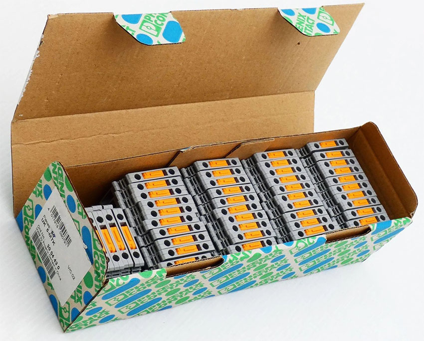Cầu đầu nối dây điện-tín hiệu dao cắt (Knife-disconnect terminal block) để ngắt kết nối, điện áp 500V, Dòng điện liên tục nhiệt Ith 16A, nối vít, Tiết diện định mức 4mm2, tiết diện 0.2-6mm2, lắp đặt trên thanh DIN Rail NS 35/7.5, NS 35/15, NS 32, màu xám; CO CQ, BH 12 tháng, có CK CO CQ, BH 12 tháng, có CK CO CQ, BH 12 tháng, có CK