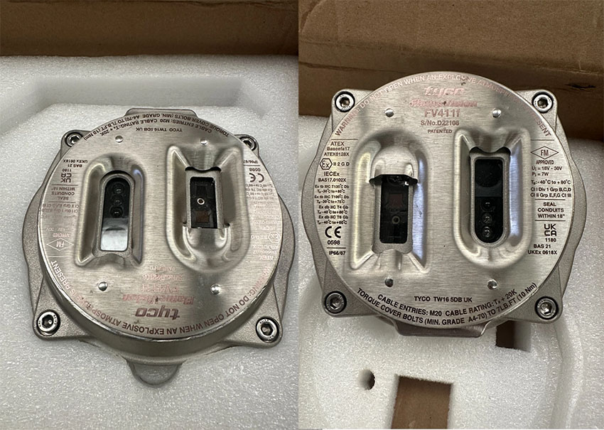 Đầu báo lửa hồng ngoại (Triple IR Flame Detector) Tyco FV411f (516.300.411), Xx UK, do Cty Anh Ty phân phối; CO CQ, BH 12 tháng, có CK