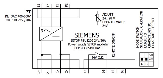 Bộ nguồn 24vDC 20A 3AC 400/500V - Siemens - SITOP PSU8200 24 V/20 A - 6EP3436-8SB00-0AY0