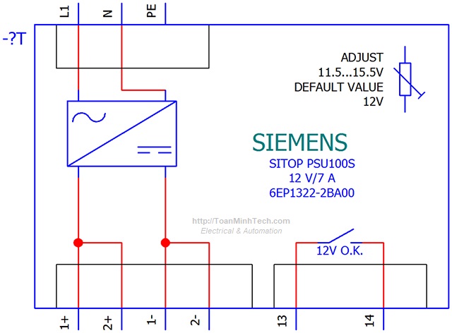 Bộ nguồn 12vDC 14A 120/230vAC - Siemens - SITOP PSU100S 12 V/14 A - 6EP1323-2BA00