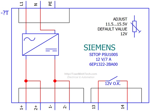 Bộ nguồn 12vDC 7A 120/230vAC - Siemens - SITOP PSU100S 24 V/7 A - 6EP1322-2BA00