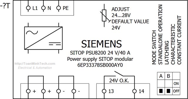 Bộ nguồn 24vDC 40A 1AC 120/230V - Siemens - SITOP PSU8200 24 V/40 A - 6EP3337-8SB00-0AY0