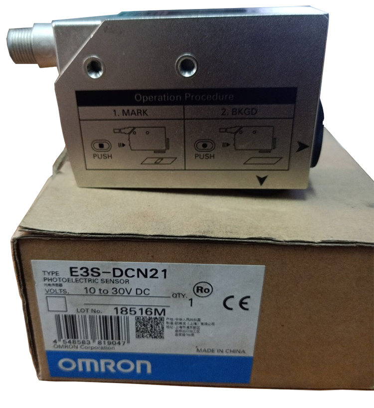 Omron E3S-DCN21, Color mark photoelectric sensor Omron E3S-DCN21, Cảm biến màu Omron E3S-DCN21, Cảm biến màu Omron Diffuse-reflective 7-13mm ON detected NPN LED Red635nm Green525nm Blue465nm M12