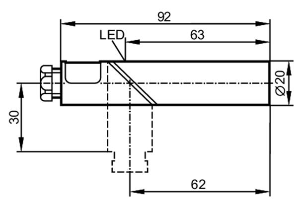 Scale drawing Cảm biến cảm ứng Inductive sensor - IFM - IA5122 (IAE2010-FRKG)
