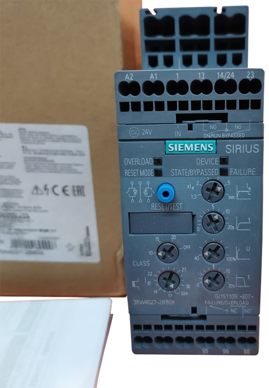 Siemens 3RW4027-2BB04, Khởi động mềm 3RW4027-2BB04, Khởi động mềm Siemens 32A 15kW/400V 200-480V AC 24V AC/DC spring terminals, Siemens Soft starter 3RW4027-2BB04, Siemens Soft starter 32A 15kW/400V 200-480V AC 24V AC/DC spring terminals