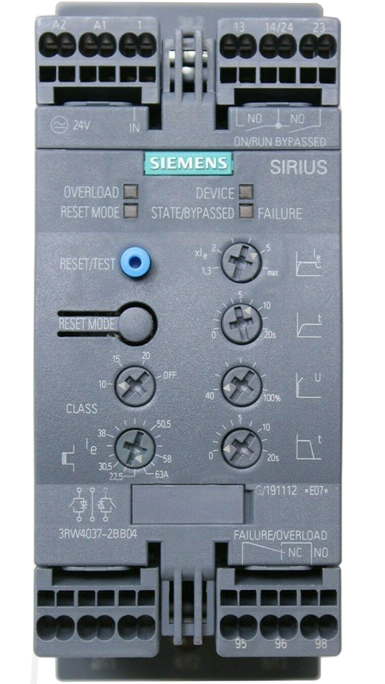 Siemens 3RW4037-2TB04, Khởi động mềm Siemens 3RW4037-2TB04, Khởi động mềm Siemens 63A 30kW/400V 200-480V AC 24V AC/DC spring Thermistor, Siemens Soft starter 3RW4037-2TB04, Siemens Soft starter 63A 30kW/400V 200-480V AC 24V AC/DC spring Thermistor