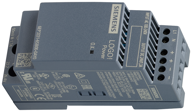 Siemens 6AG1331-6SB00-7AY0, Siemens SIPLUS LOGO! Power 24V 1.3A, stabilized power supply Siemens 6AG1331-6SB00-7AY0, Bộ nguồn Logo Siemens 6AG1331-6SB00-7AY0, Bộ nguồn Logo Siemens100-240VAC 24VDC 1.3A