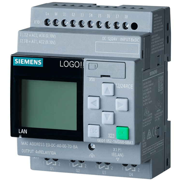 Siemens 6ED1052-1MD08-0BA1, Siemens LOGO! 12/24RCE logic module Siemens 6ED1052-1MD08-0BA1, Bộ lập trình Logo Siemens 6ED1052-1MD08-0BA1, Bộ lập trình Logo Siemens 12/24VDC/relay 8DI (4AI) 4DQ 400 blocks