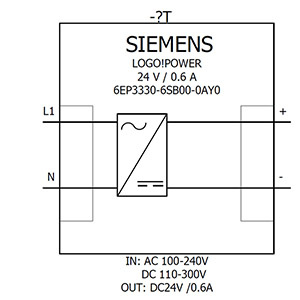 Bộ nguồn 24vDC 0.6A 1P 100-240vAC - Siemens - LOGO!POWER 24 V / 0.6 A - 6EP3330-6SB00-0AY0