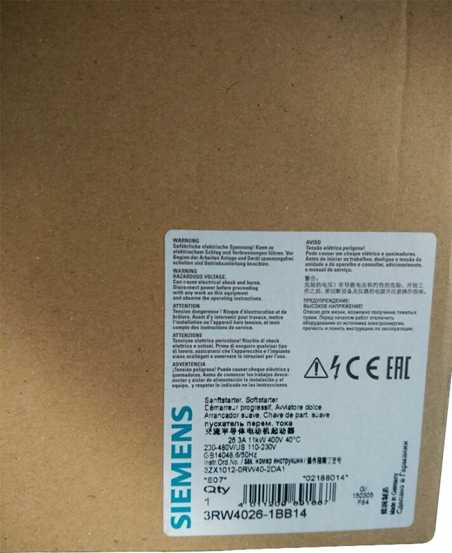 Siemens 3RW3026-1BB04: Khởi động mềm SIRIUS soft starter S0 25 A, 11 kW/400 V, 40 °C 200-480 V AC, 110-230 V AC/DC Screw terminals