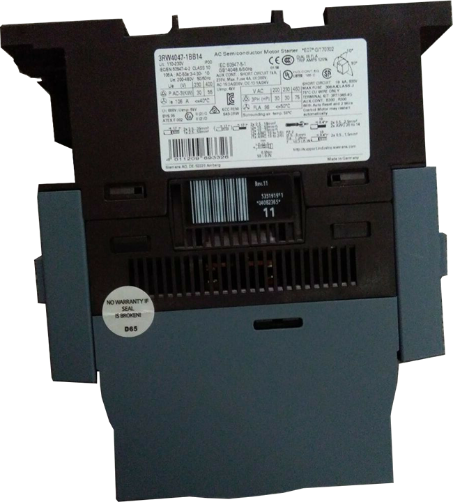 Siemens 3RW4047-1BB14: Khởi động mềm SIRIUS soft starter S3 106 A, 55 kW/400 V, 40 °C 200-480 V AC, 110-230 V AC/DC Screw terminals